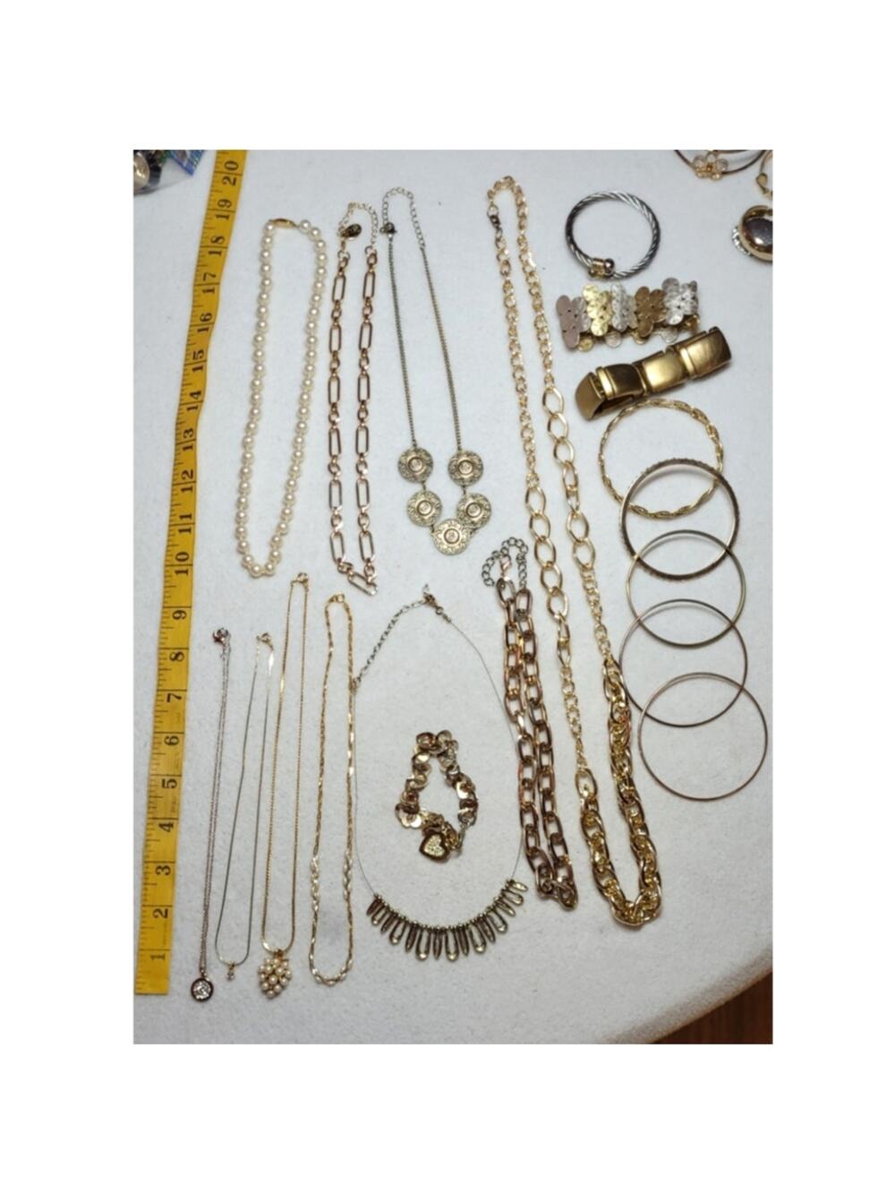 10 Necklaces 9 Bracelets Goldtone Costume Jewelry Lot Y2K Bangles Chains